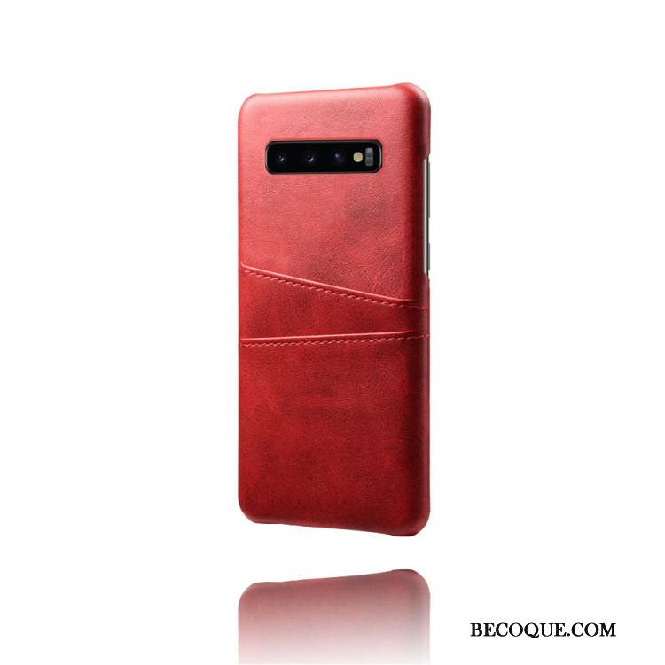 Kuori Samsung Galaxy S10 Nahka Kortti Sininen, Kotelo Samsung Galaxy S10 Suojaus Puhelimen Kuoret