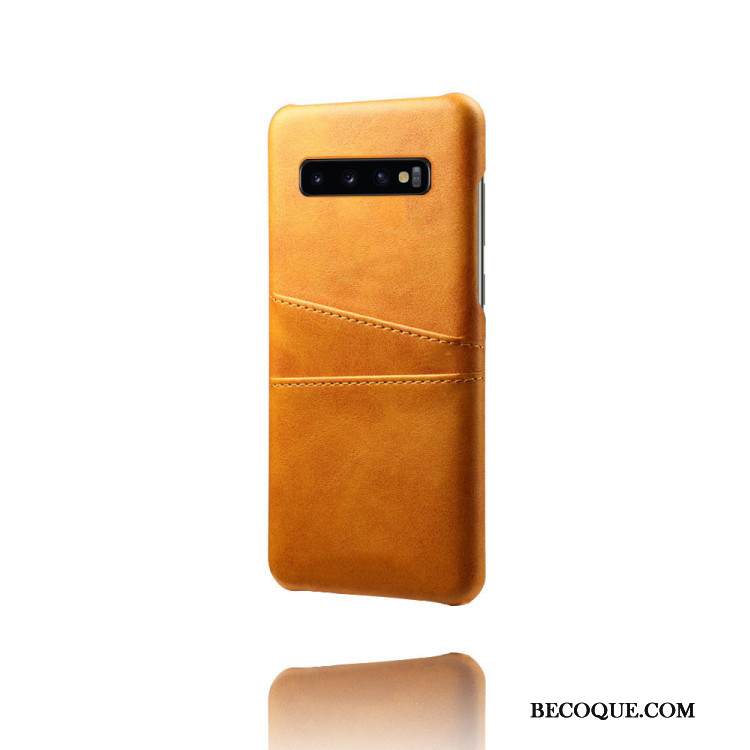 Kuori Samsung Galaxy S10 Nahka Kortti Sininen, Kotelo Samsung Galaxy S10 Suojaus Puhelimen Kuoret