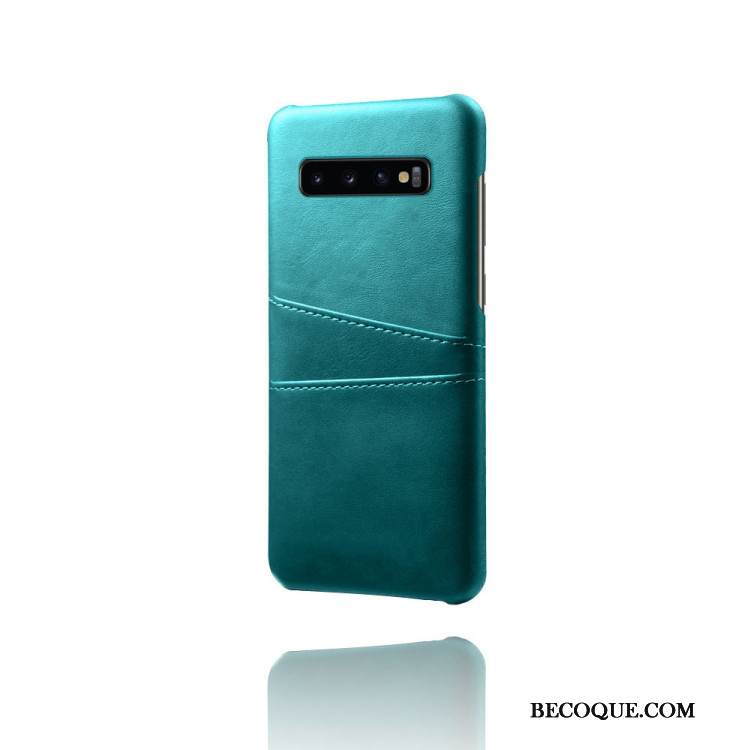 Kuori Samsung Galaxy S10 Nahka Kortti Sininen, Kotelo Samsung Galaxy S10 Suojaus Puhelimen Kuoret