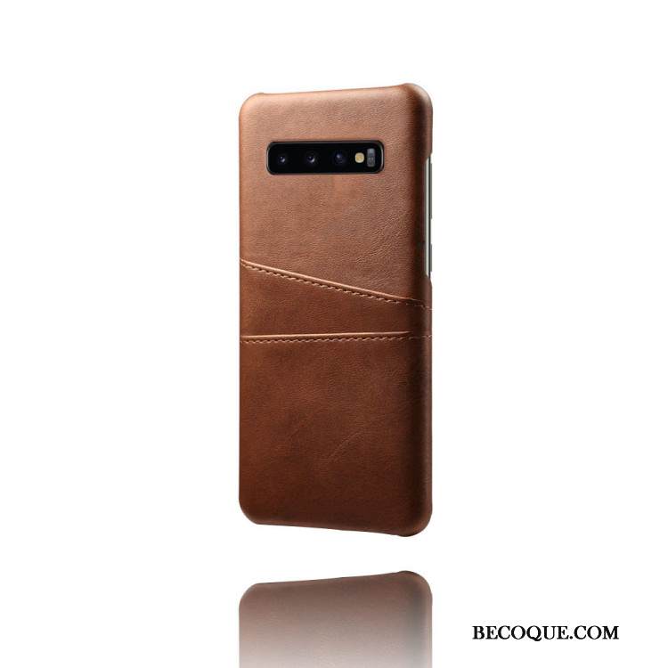 Kuori Samsung Galaxy S10 Nahka Kortti Sininen, Kotelo Samsung Galaxy S10 Suojaus Puhelimen Kuoret