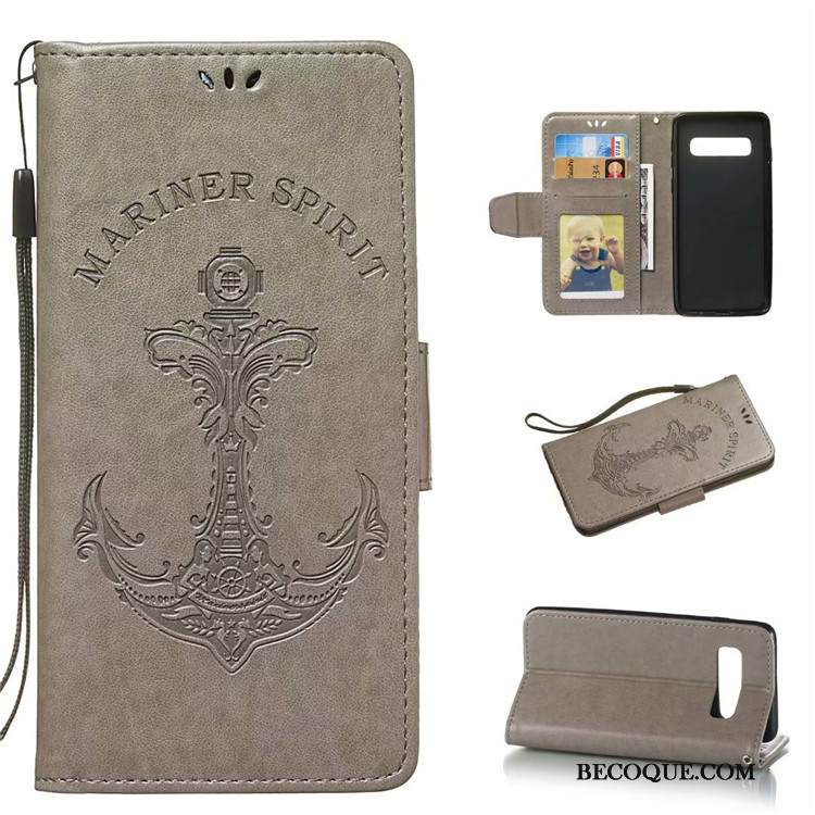 Kuori Samsung Galaxy S10+ Nahka Kulta Puhelimen Kuoret, Kotelo Samsung Galaxy S10+ Suojaus Merenneito Murtumaton