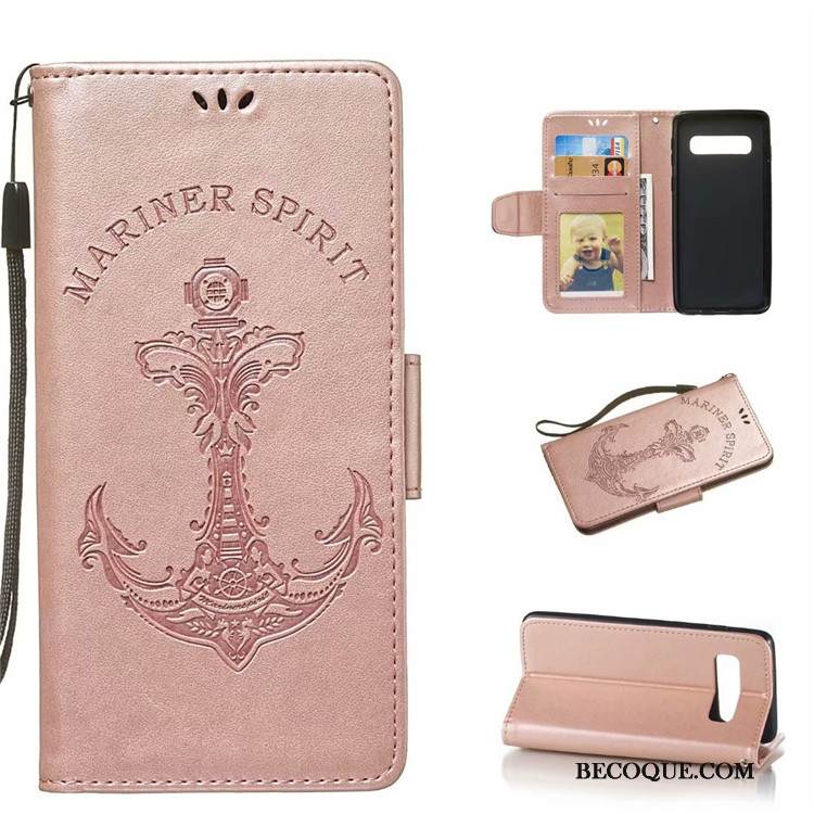 Kuori Samsung Galaxy S10+ Nahka Kulta Puhelimen Kuoret, Kotelo Samsung Galaxy S10+ Suojaus Merenneito Murtumaton