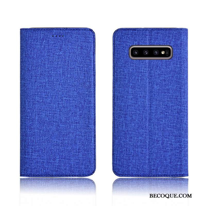 Kuori Samsung Galaxy S10+ Nahka Pellava Uusi, Kotelo Samsung Galaxy S10+ Laukut Murtumaton Jauhe
