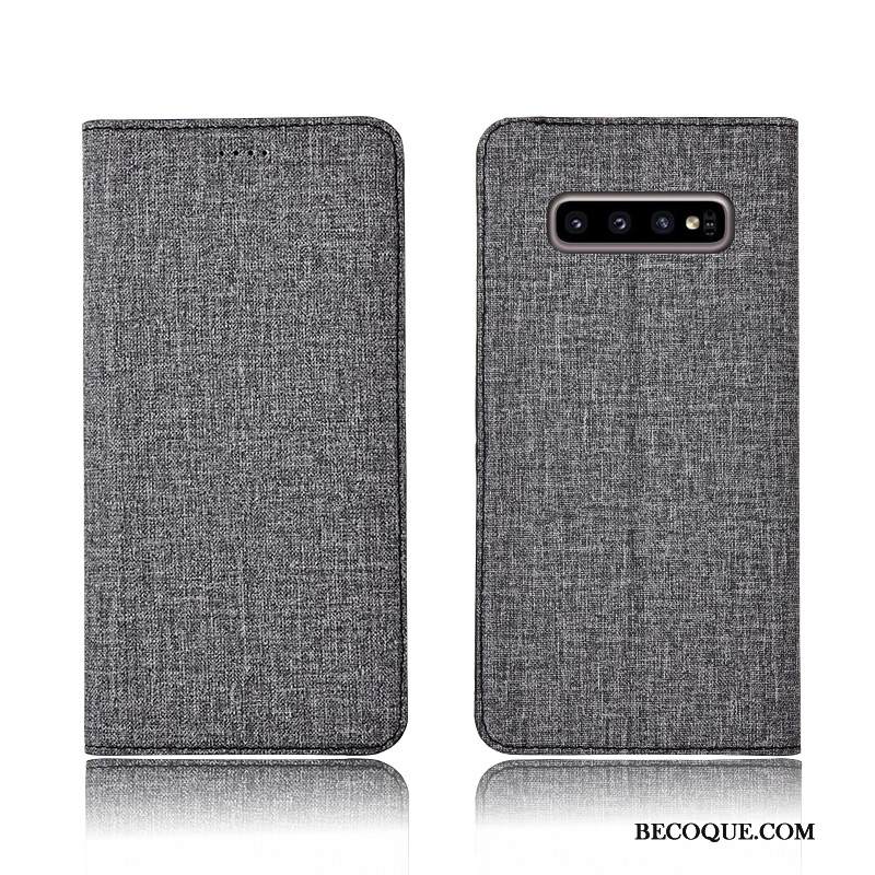 Kuori Samsung Galaxy S10+ Nahka Pellava Uusi, Kotelo Samsung Galaxy S10+ Laukut Murtumaton Jauhe