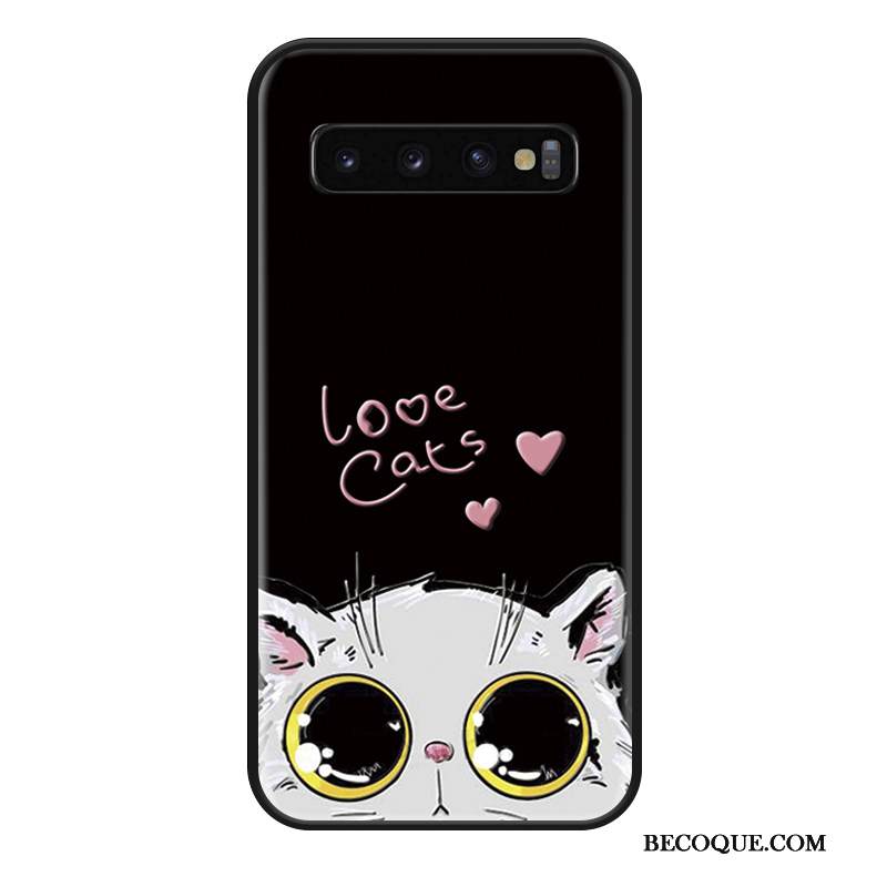 Kuori Samsung Galaxy S10+ Sarjakuva Kissa Murtumaton, Kotelo Samsung Galaxy S10+ Silikoni Kustannukset L