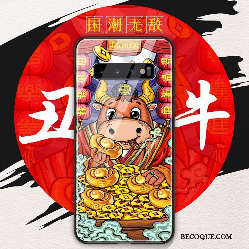 Kuori Samsung Galaxy S10 Silikoni Kiinalainen Tyyli Punainen, Kotelo Samsung Galaxy S10 Pehmeä Neste Puhelimen Kuoret Trendi