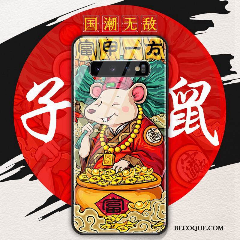 Kuori Samsung Galaxy S10 Silikoni Kiinalainen Tyyli Punainen, Kotelo Samsung Galaxy S10 Pehmeä Neste Puhelimen Kuoret Trendi