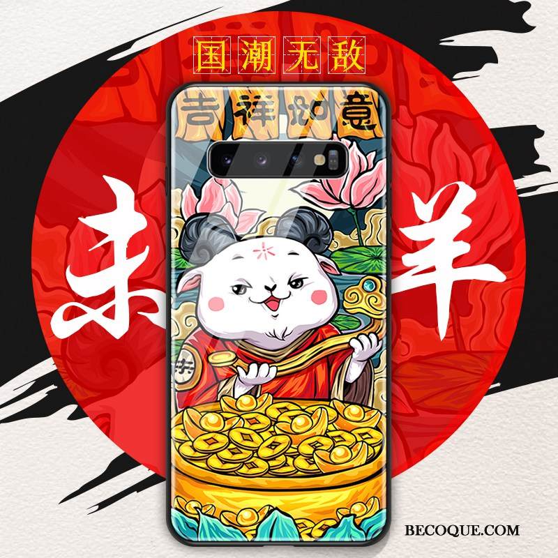 Kuori Samsung Galaxy S10 Silikoni Kiinalainen Tyyli Punainen, Kotelo Samsung Galaxy S10 Pehmeä Neste Puhelimen Kuoret Trendi