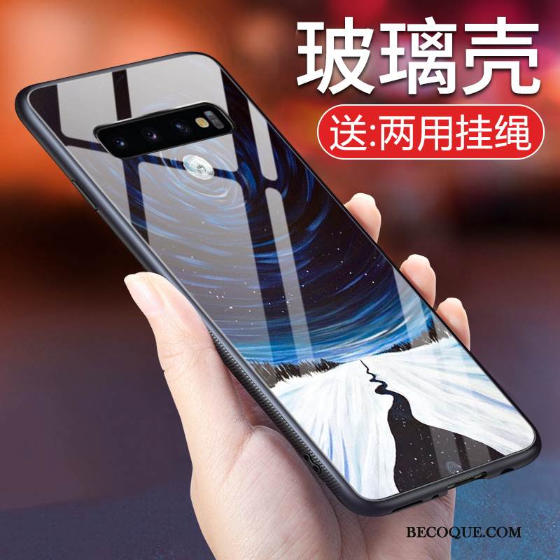 Kuori Samsung Galaxy S10 Silikoni Lasi Tide-brändi, Kotelo Samsung Galaxy S10 Tila Karkaisu Violetti