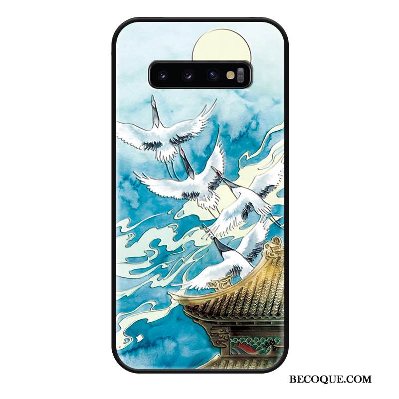 Kuori Samsung Galaxy S10 Silikoni Murtumaton Trendi, Kotelo Samsung Galaxy S10 Kohokuviointi Puhelimen Kuoret Sininen