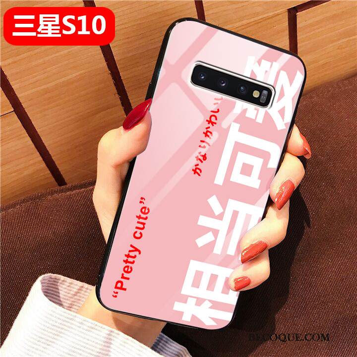 Kuori Samsung Galaxy S10 Silikoni Rakastunut Musta, Kotelo Samsung Galaxy S10 Suojaus Net Red Lasi