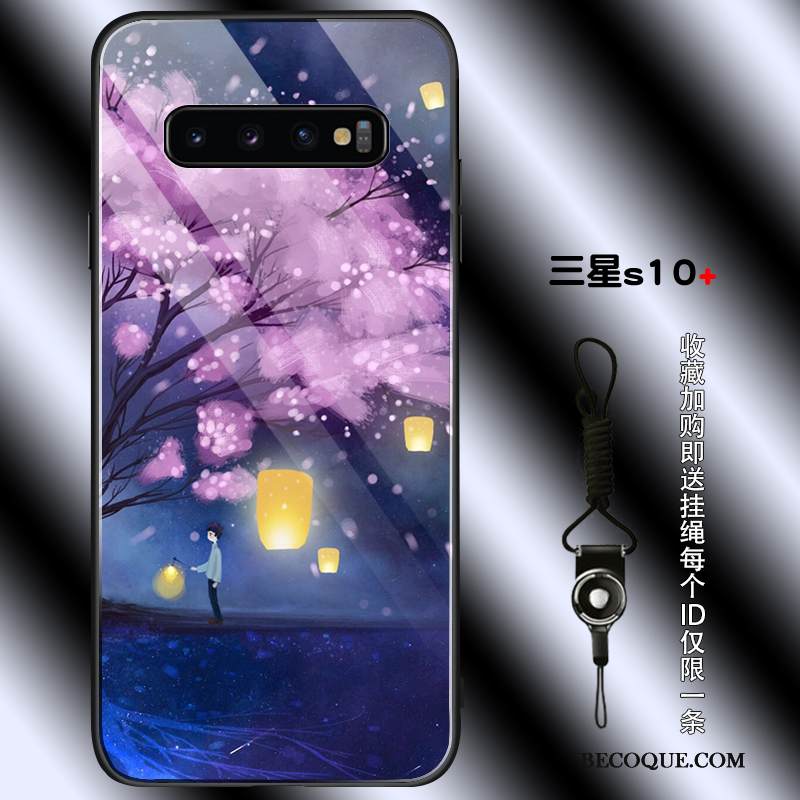 Kuori Samsung Galaxy S10+ Suojaus Lasi Persoonallisuus, Kotelo Samsung Galaxy S10+ Laukut Murtumaton Musta