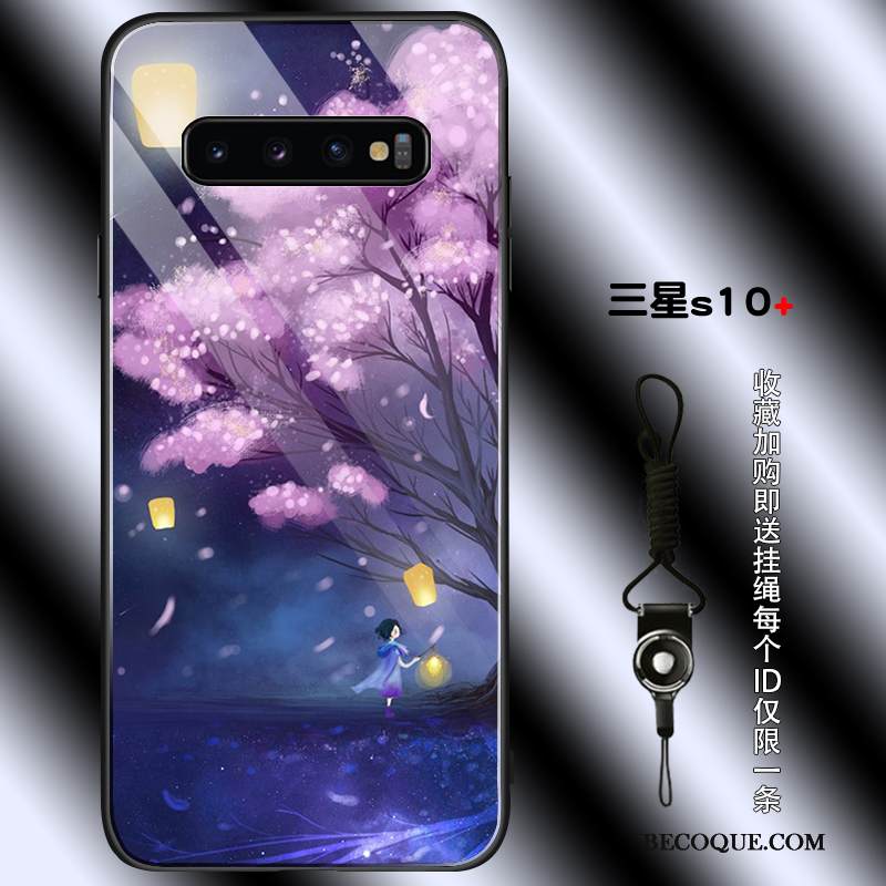 Kuori Samsung Galaxy S10+ Suojaus Lasi Persoonallisuus, Kotelo Samsung Galaxy S10+ Laukut Murtumaton Musta