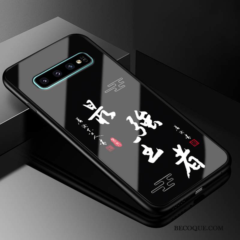 Kuori Samsung Galaxy S10+ Suojaus Persoonallisuus Murtumaton, Kotelo Samsung Galaxy S10+ Laukut Tide-brändi Musta