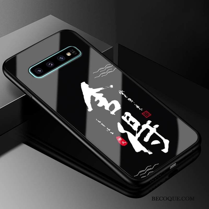 Kuori Samsung Galaxy S10+ Suojaus Persoonallisuus Murtumaton, Kotelo Samsung Galaxy S10+ Laukut Tide-brändi Musta