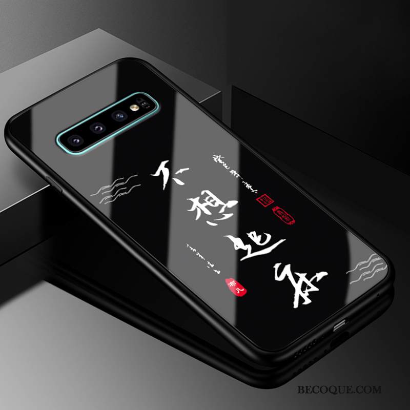 Kuori Samsung Galaxy S10+ Suojaus Persoonallisuus Murtumaton, Kotelo Samsung Galaxy S10+ Laukut Tide-brändi Musta