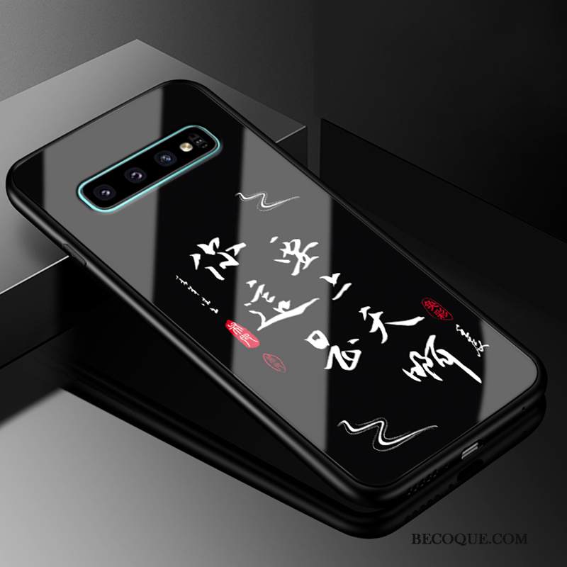 Kuori Samsung Galaxy S10+ Suojaus Persoonallisuus Murtumaton, Kotelo Samsung Galaxy S10+ Laukut Tide-brändi Musta