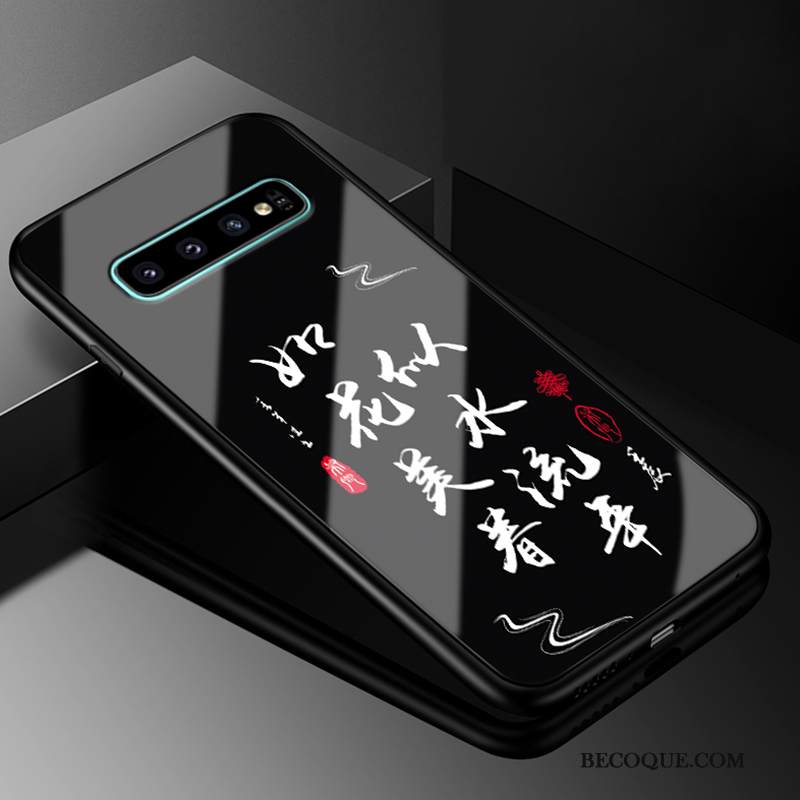 Kuori Samsung Galaxy S10+ Suojaus Persoonallisuus Murtumaton, Kotelo Samsung Galaxy S10+ Laukut Tide-brändi Musta