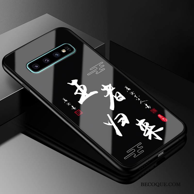 Kuori Samsung Galaxy S10+ Suojaus Persoonallisuus Murtumaton, Kotelo Samsung Galaxy S10+ Laukut Tide-brändi Musta