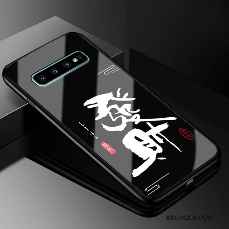 Kuori Samsung Galaxy S10+ Suojaus Persoonallisuus Murtumaton, Kotelo Samsung Galaxy S10+ Laukut Tide-brändi Musta