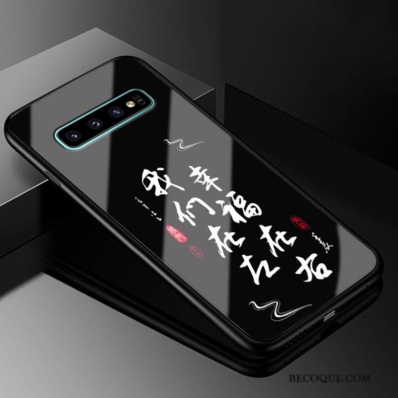 Kuori Samsung Galaxy S10+ Suojaus Persoonallisuus Murtumaton, Kotelo Samsung Galaxy S10+ Laukut Tide-brändi Musta