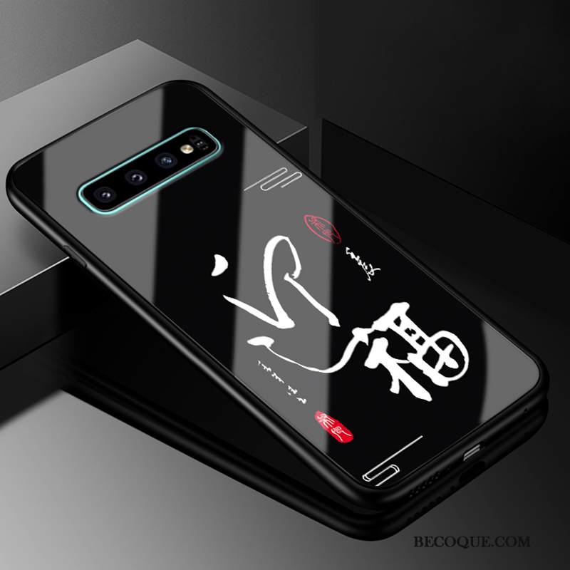 Kuori Samsung Galaxy S10+ Suojaus Persoonallisuus Murtumaton, Kotelo Samsung Galaxy S10+ Laukut Tide-brändi Musta