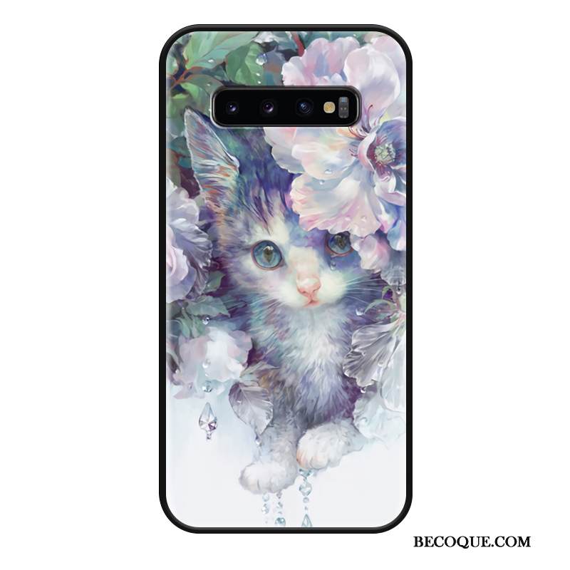 Kuori Samsung Galaxy S10 Tila Musta Kukka, Kotelo Samsung Galaxy S10 Laukut Kissa Puhelimen Kuoret