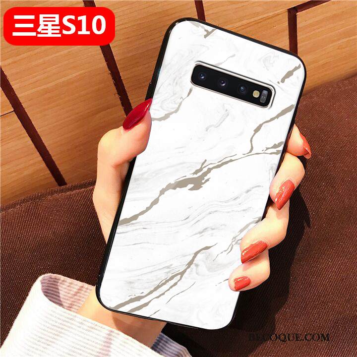 Kuori Samsung Galaxy S10 Tila Net Red Lasi, Kotelo Samsung Galaxy S10 Luova Valkoinen Tide-brändi