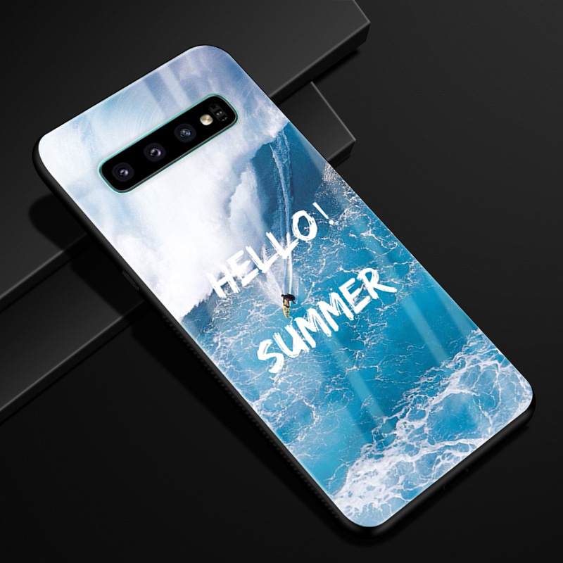 Kuori Samsung Galaxy S10+ Ylellisyys Lasi Trendi, Kotelo Samsung Galaxy S10+ Suojaus Puhelimen Kuoret Tähtitaivas