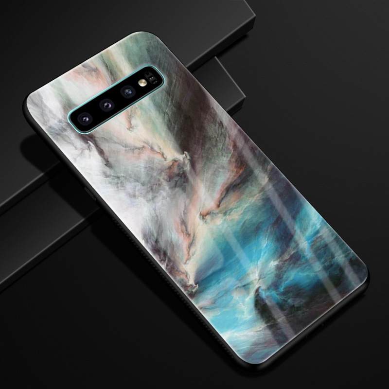 Kuori Samsung Galaxy S10+ Ylellisyys Lasi Trendi, Kotelo Samsung Galaxy S10+ Suojaus Puhelimen Kuoret Tähtitaivas