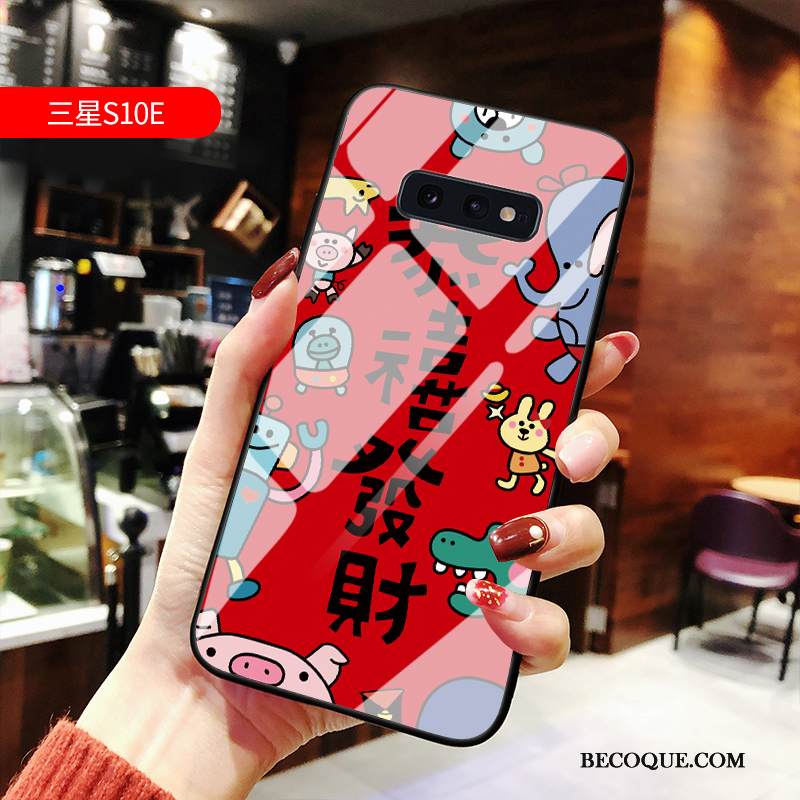 Kuori Samsung Galaxy S10e Laukut Muokata Puhelimen Kuoret, Kotelo Samsung Galaxy S10e Sarjakuva Pesty Suede Net Red