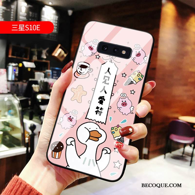 Kuori Samsung Galaxy S10e Laukut Muokata Puhelimen Kuoret, Kotelo Samsung Galaxy S10e Sarjakuva Pesty Suede Net Red