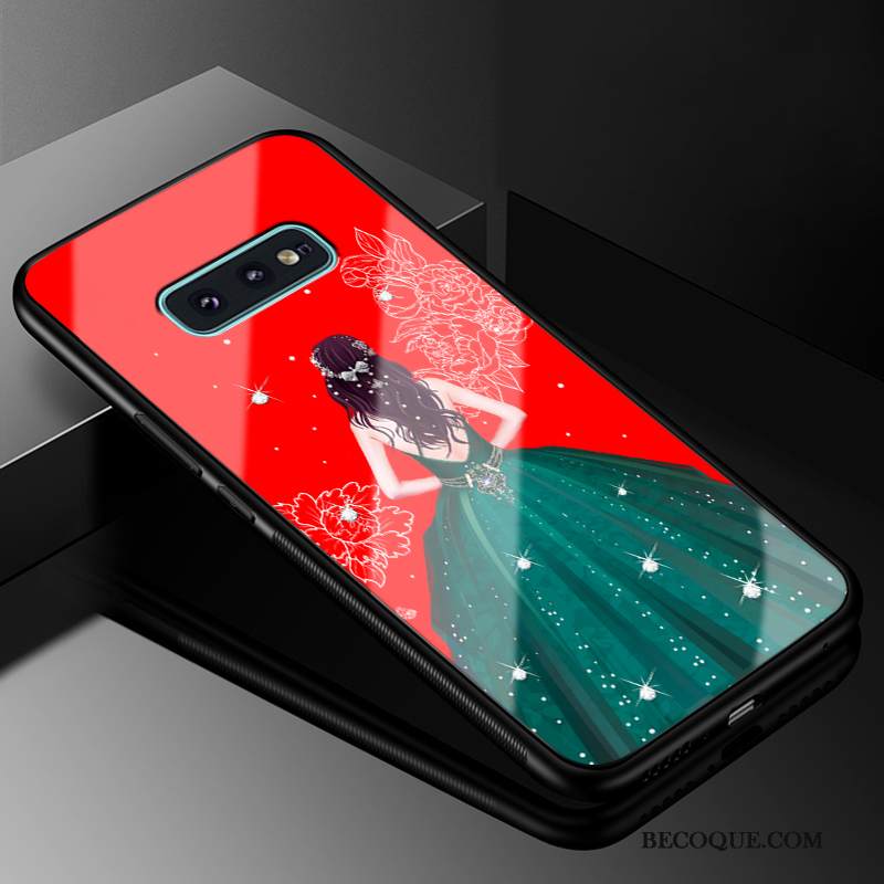 Kuori Samsung Galaxy S10e Laukut Sideharso Punainen, Kotelo Samsung Galaxy S10e Suojaus Kova Lasi