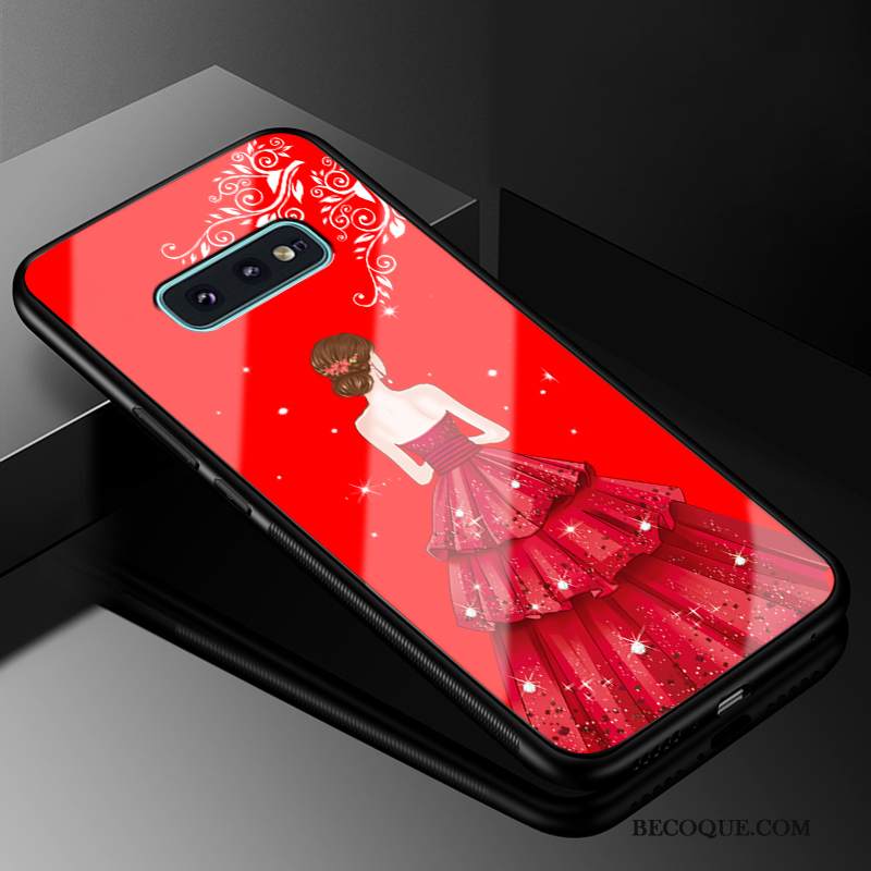 Kuori Samsung Galaxy S10e Laukut Sideharso Punainen, Kotelo Samsung Galaxy S10e Suojaus Kova Lasi
