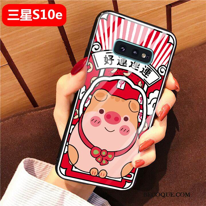 Kuori Samsung Galaxy S10e Luova Puhelimen Kuoret Punainen, Kotelo Samsung Galaxy S10e Laukut Lasi Murtumaton