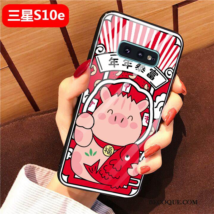 Kuori Samsung Galaxy S10e Luova Puhelimen Kuoret Punainen, Kotelo Samsung Galaxy S10e Laukut Lasi Murtumaton