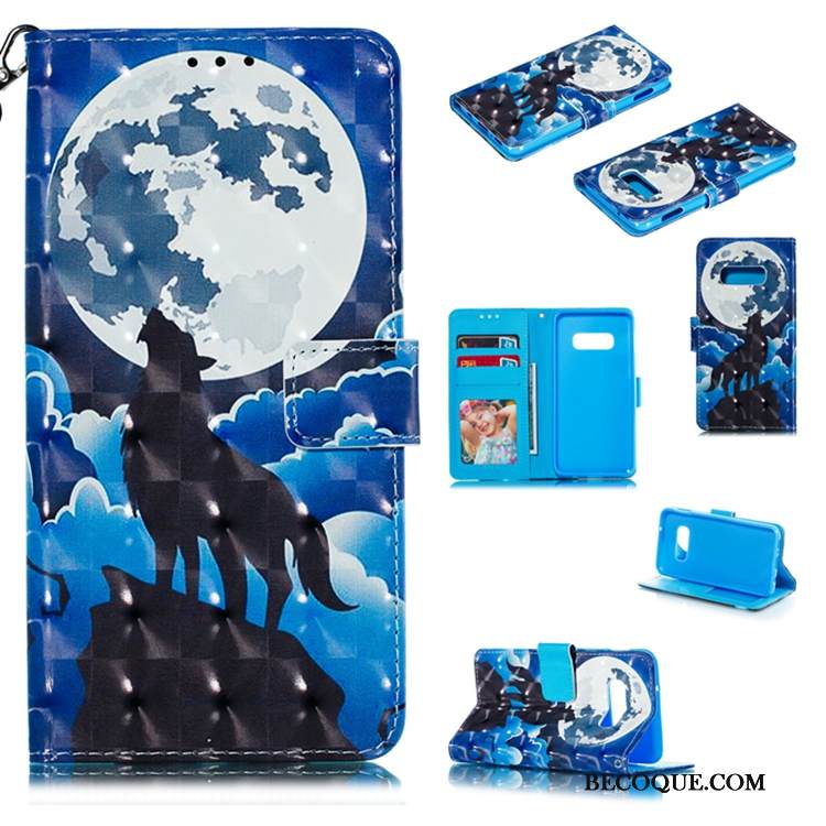 Kuori Samsung Galaxy S10e Nahka Puhelimen Kuoret Trendi, Kotelo Samsung Galaxy S10e Kuoret Sininen