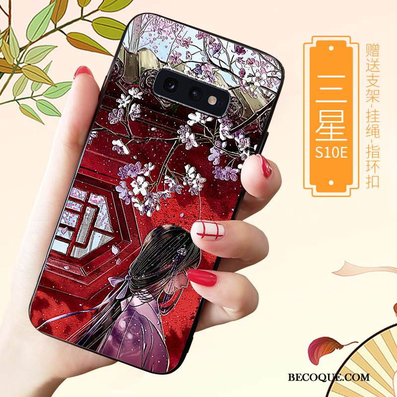 Kuori Samsung Galaxy S10e Pehmeä Neste Tide-brändi Persoonallisuus, Kotelo Samsung Galaxy S10e Kohokuviointi Valkoinen Ylellisyys