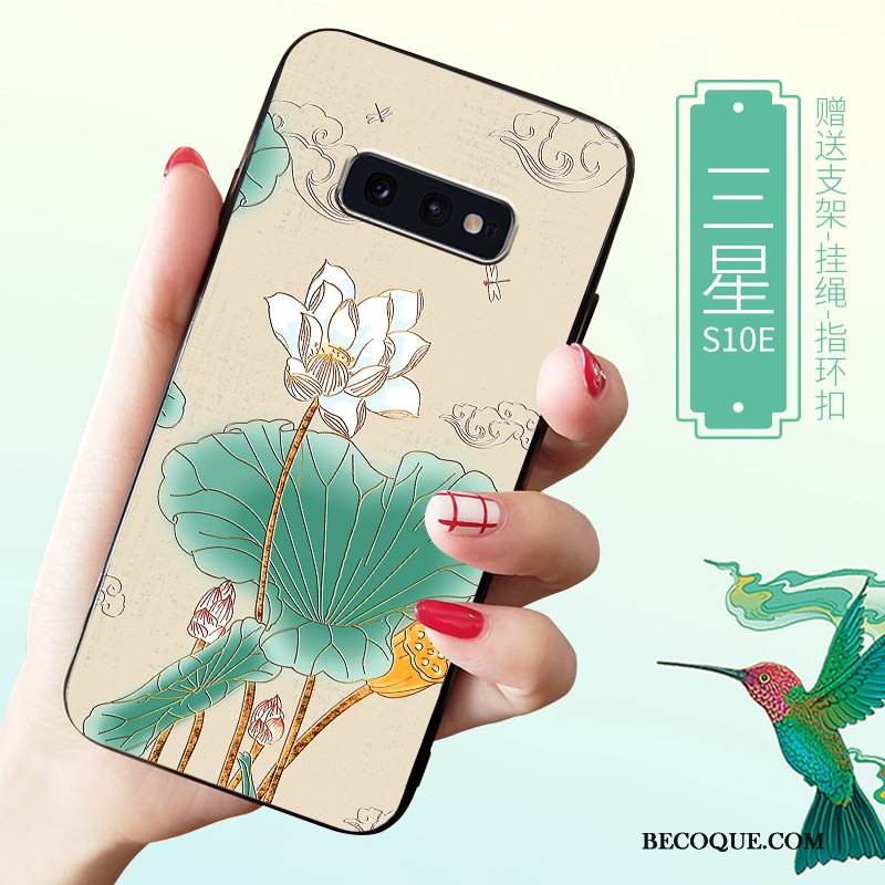 Kuori Samsung Galaxy S10e Pehmeä Neste Tide-brändi Persoonallisuus, Kotelo Samsung Galaxy S10e Kohokuviointi Valkoinen Ylellisyys