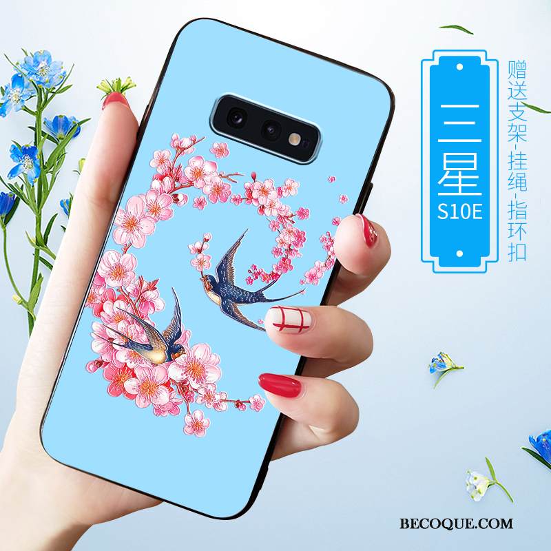 Kuori Samsung Galaxy S10e Pehmeä Neste Tide-brändi Persoonallisuus, Kotelo Samsung Galaxy S10e Kohokuviointi Valkoinen Ylellisyys