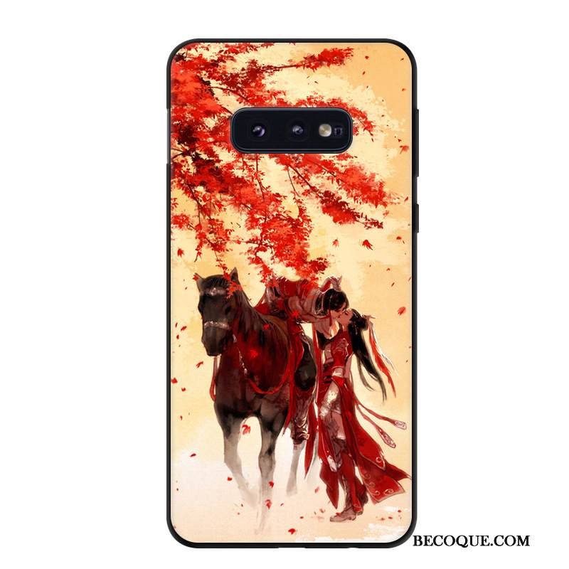 Kuori Samsung Galaxy S10e Vuosikerta Punainen Puhelimen Kuoret, Kotelo Samsung Galaxy S10e Suojaus Persoonallisuus Pesty Suede