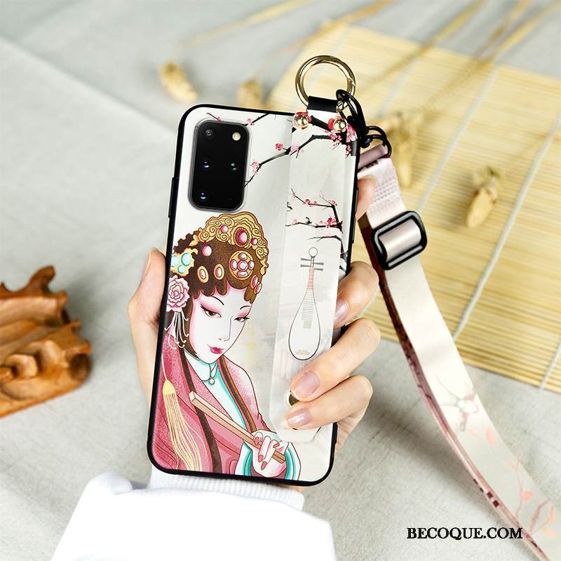 Kuori Samsung Galaxy S20+ Laukut Pekingin Ooppera Puhelimen Kuoret, Kotelo Samsung Galaxy S20+ Silikoni Vihreä Ripustettavat Koristeet