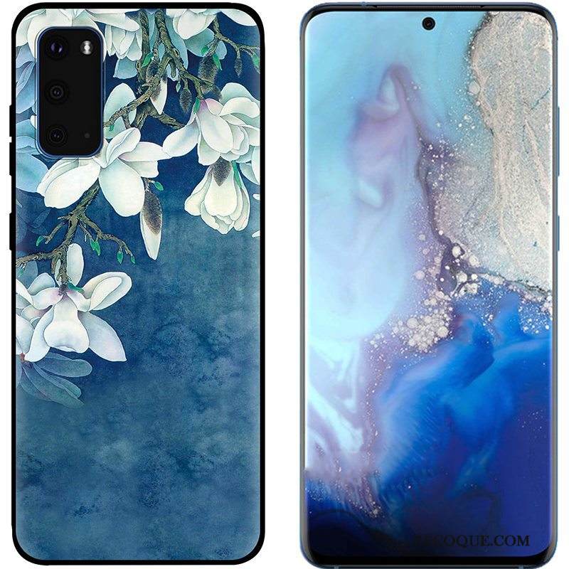 Kuori Samsung Galaxy S20 Maalaus Puhelimen Kuoret Pu, Kotelo Samsung Galaxy S20 Pehmeä Neste Musta Pesty Suede