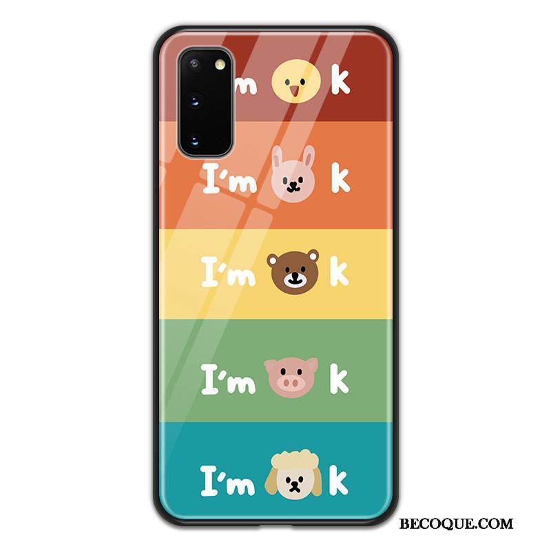 Kuori Samsung Galaxy S20 Sarjakuva Puhelimen Kuoret Net Red, Kotelo Samsung Galaxy S20 Monivärinen Rakastunut Lasi