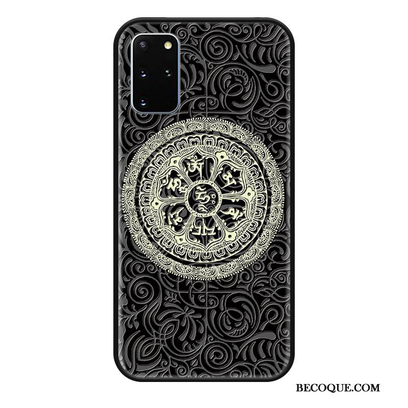 Kuori Samsung Galaxy S20+ Silikoni Musta Trendi, Kotelo Samsung Galaxy S20+ Tila Lasi Persoonallisuus
