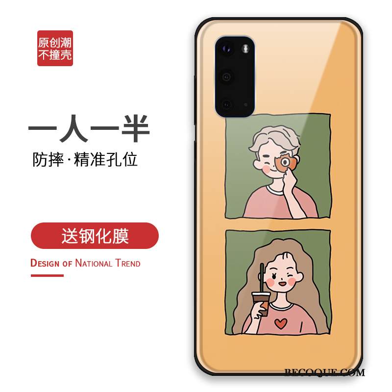 Kuori Samsung Galaxy S20 Silikoni Puhelimen Kuoret Persoonallisuus, Kotelo Samsung Galaxy S20 Laukut Keltainen Lasi