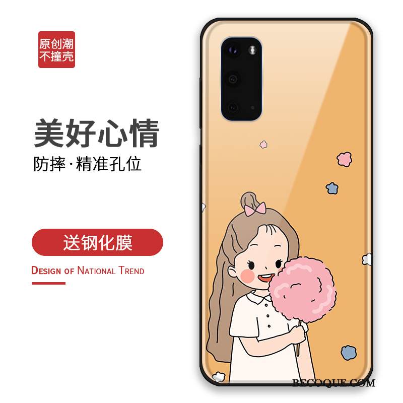 Kuori Samsung Galaxy S20 Silikoni Puhelimen Kuoret Persoonallisuus, Kotelo Samsung Galaxy S20 Laukut Keltainen Lasi