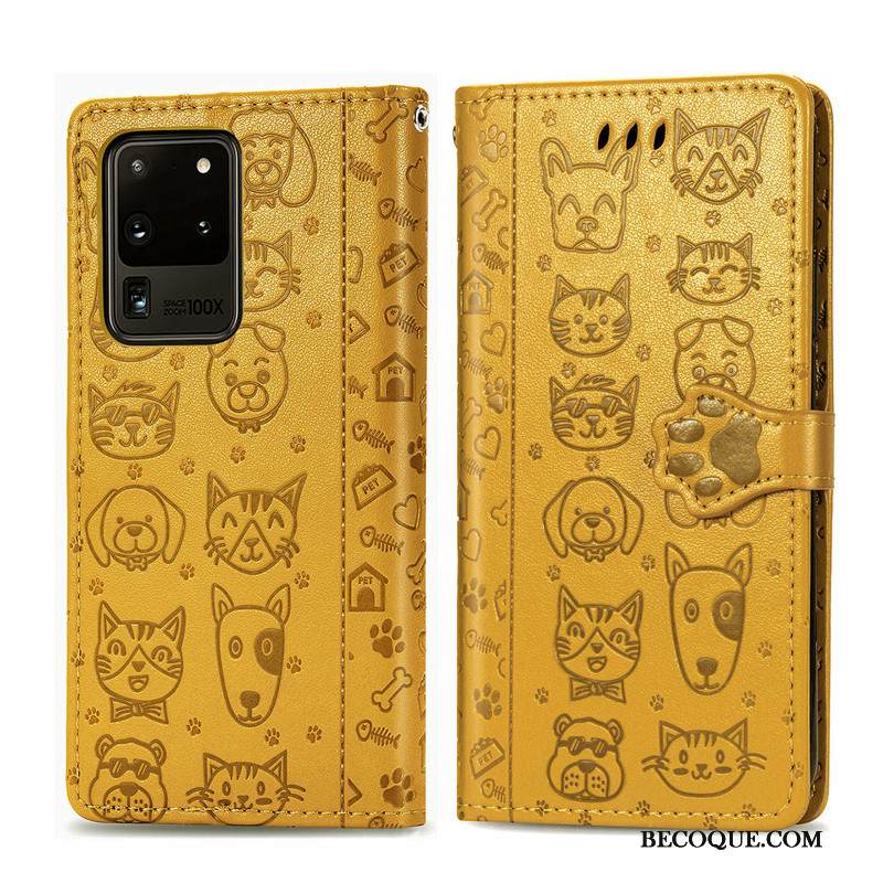 Kuori Samsung Galaxy S20 Ultra Sarjakuva Koira Puhelimen Kuoret, Kotelo Samsung Galaxy S20 Ultra Kohokuviointi Kiinteä Väri Kukka