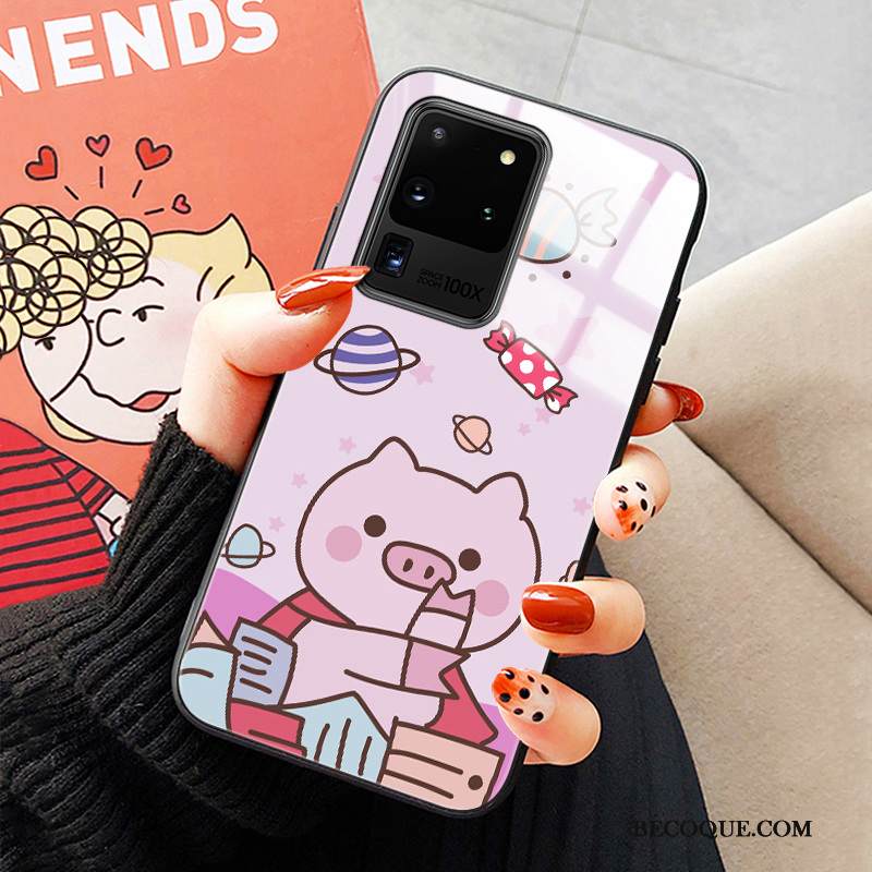 Kuori Samsung Galaxy S20 Ultra Sarjakuva Lasi Puhelimen Kuoret, Kotelo Samsung Galaxy S20 Ultra Pehmeä Neste Murtumaton Vihreä