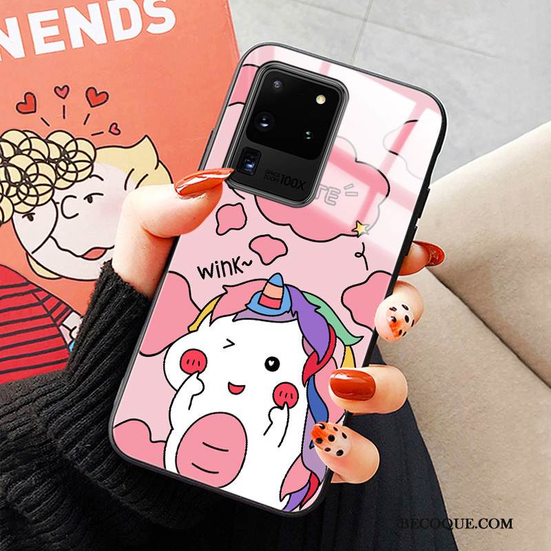 Kuori Samsung Galaxy S20 Ultra Sarjakuva Lasi Puhelimen Kuoret, Kotelo Samsung Galaxy S20 Ultra Pehmeä Neste Murtumaton Vihreä